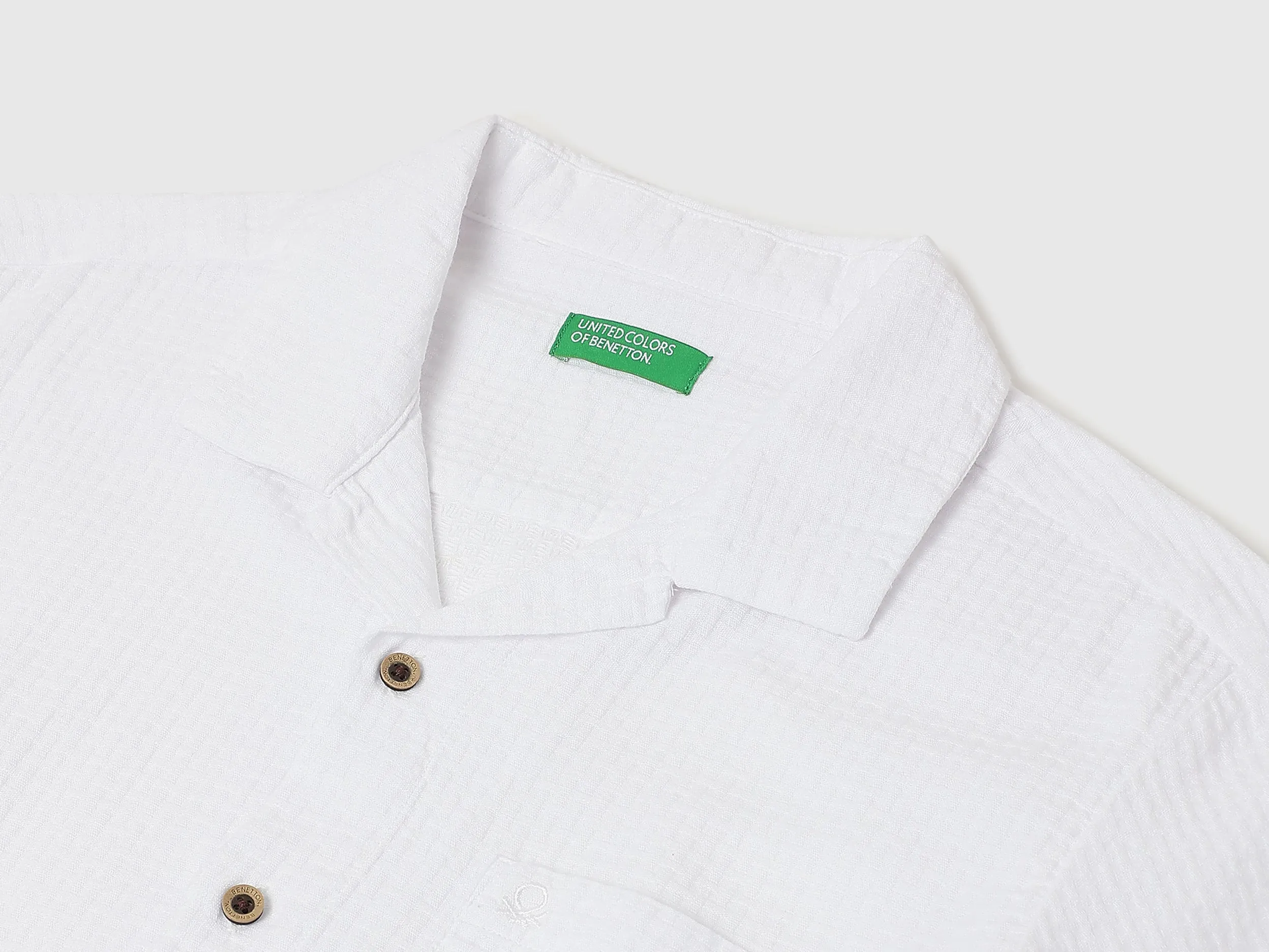 Regular Resort Collar Textured Shirt