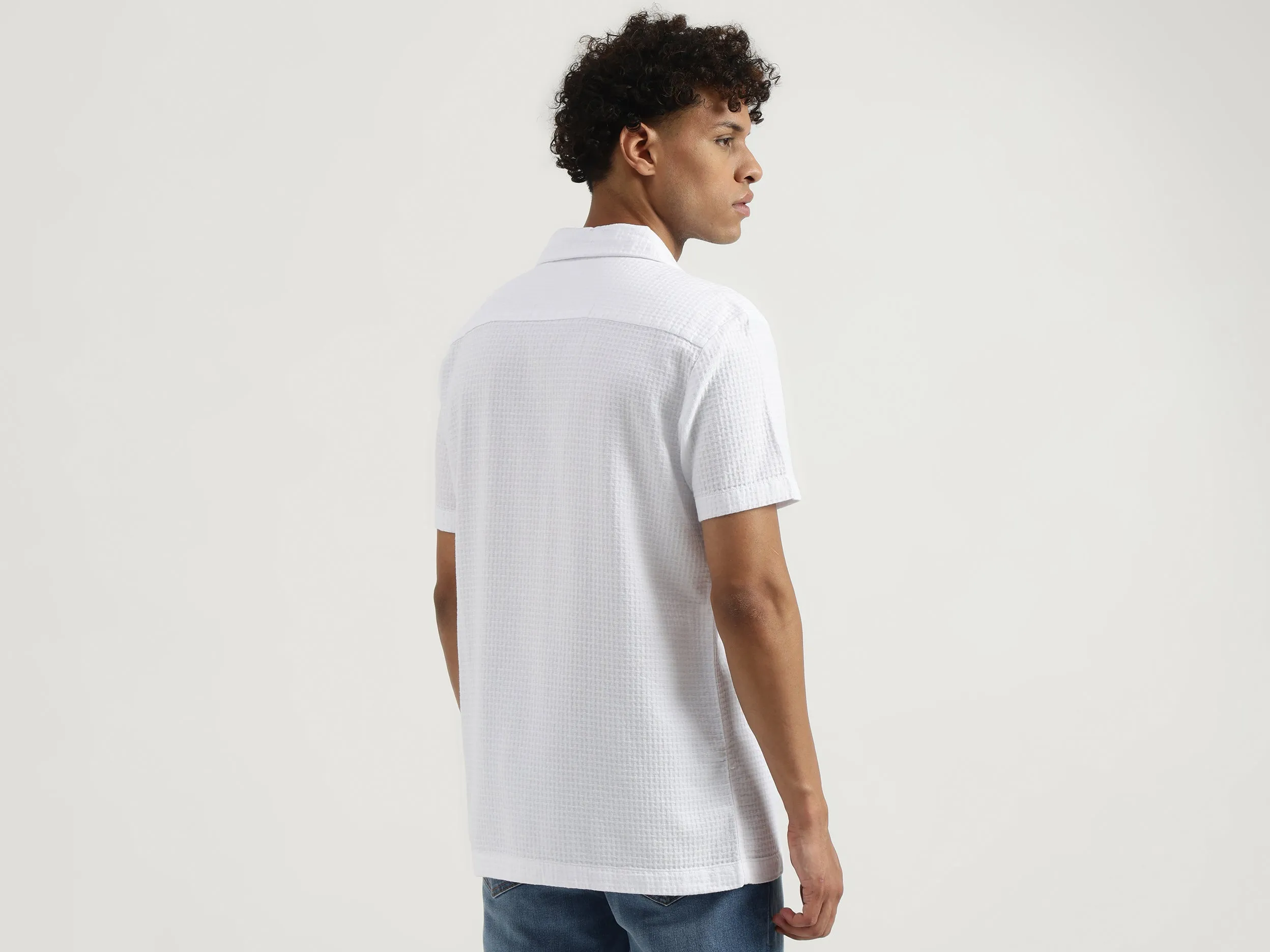 Regular Resort Collar Textured Shirt