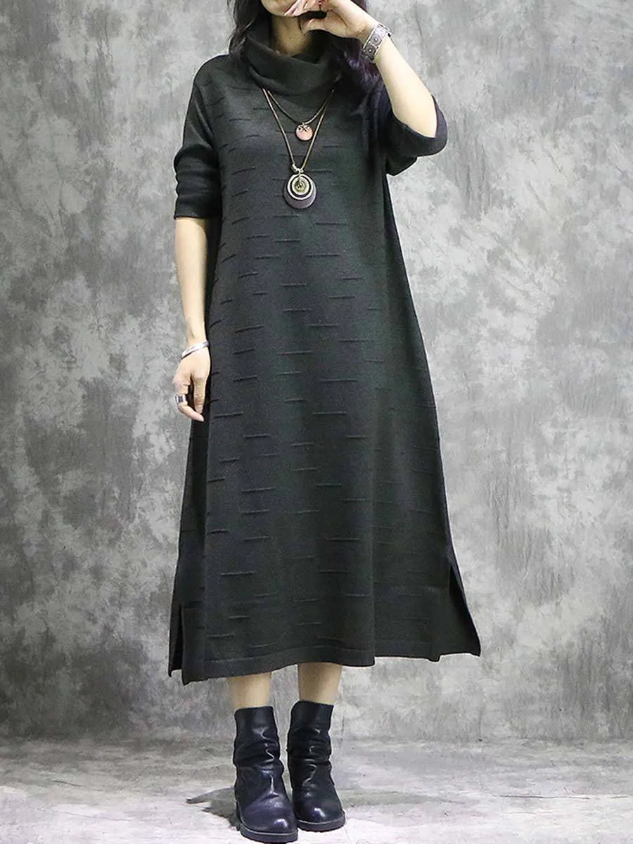 Retro High-Neck Casual Women'S Sweater Dress