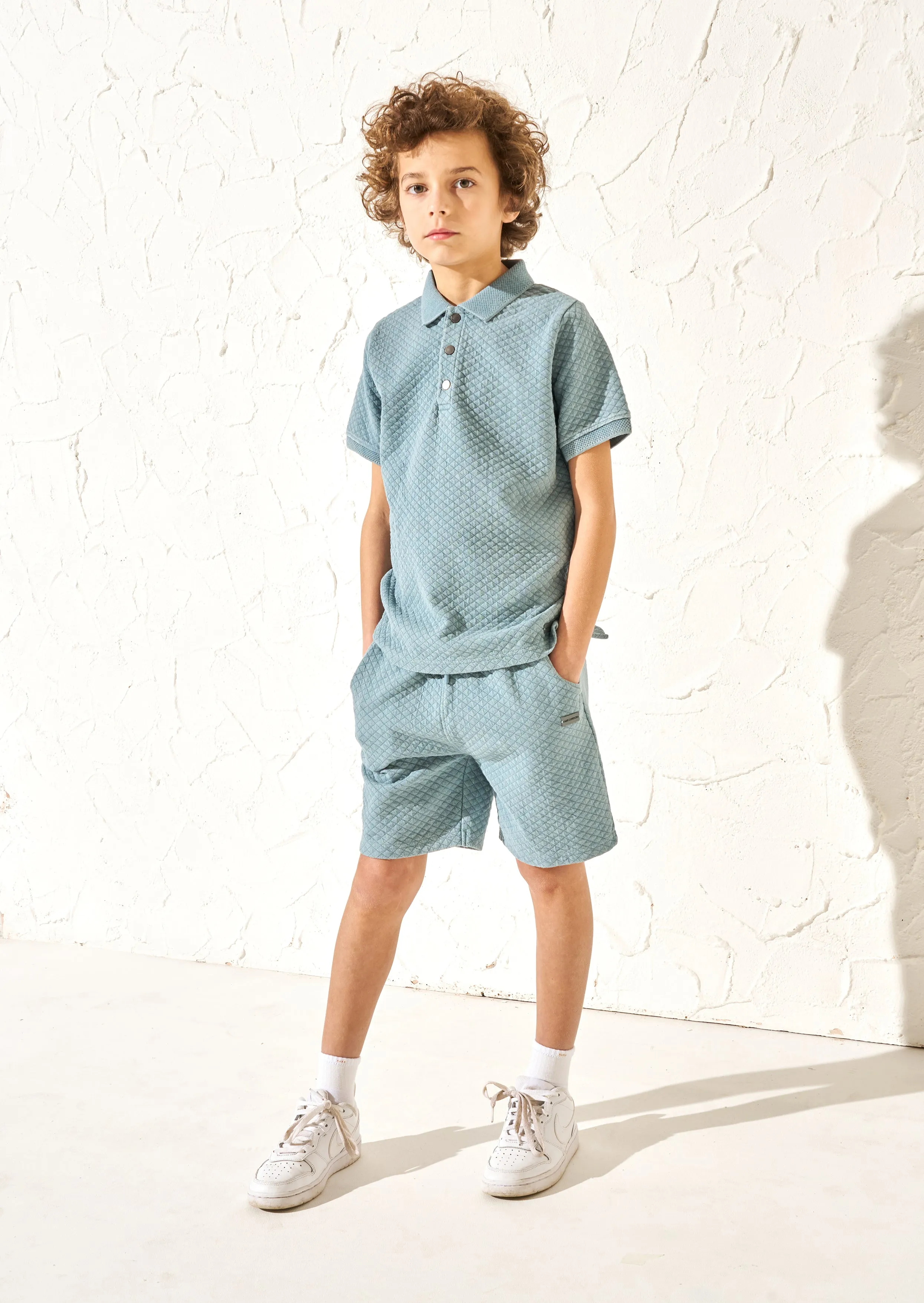 Rex Blue Jersey Textured Wash Polo