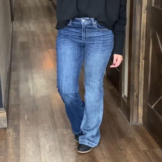 Risen High Rise Two Tone Flare Jean