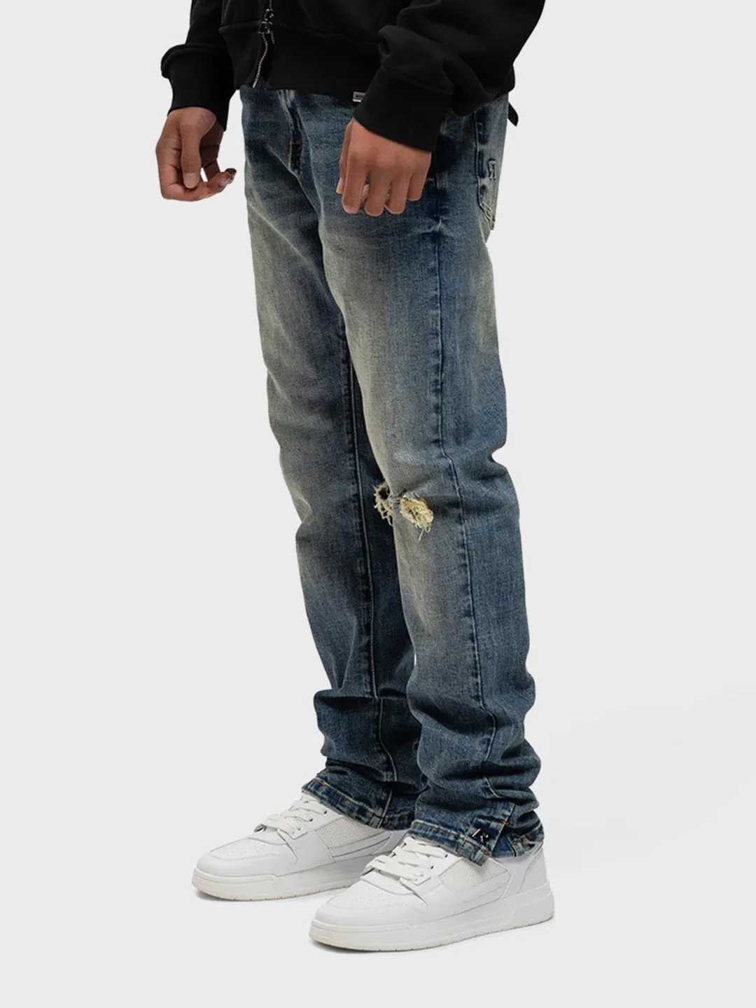 Rivero Destroyer Buttoned Jeans | Blue