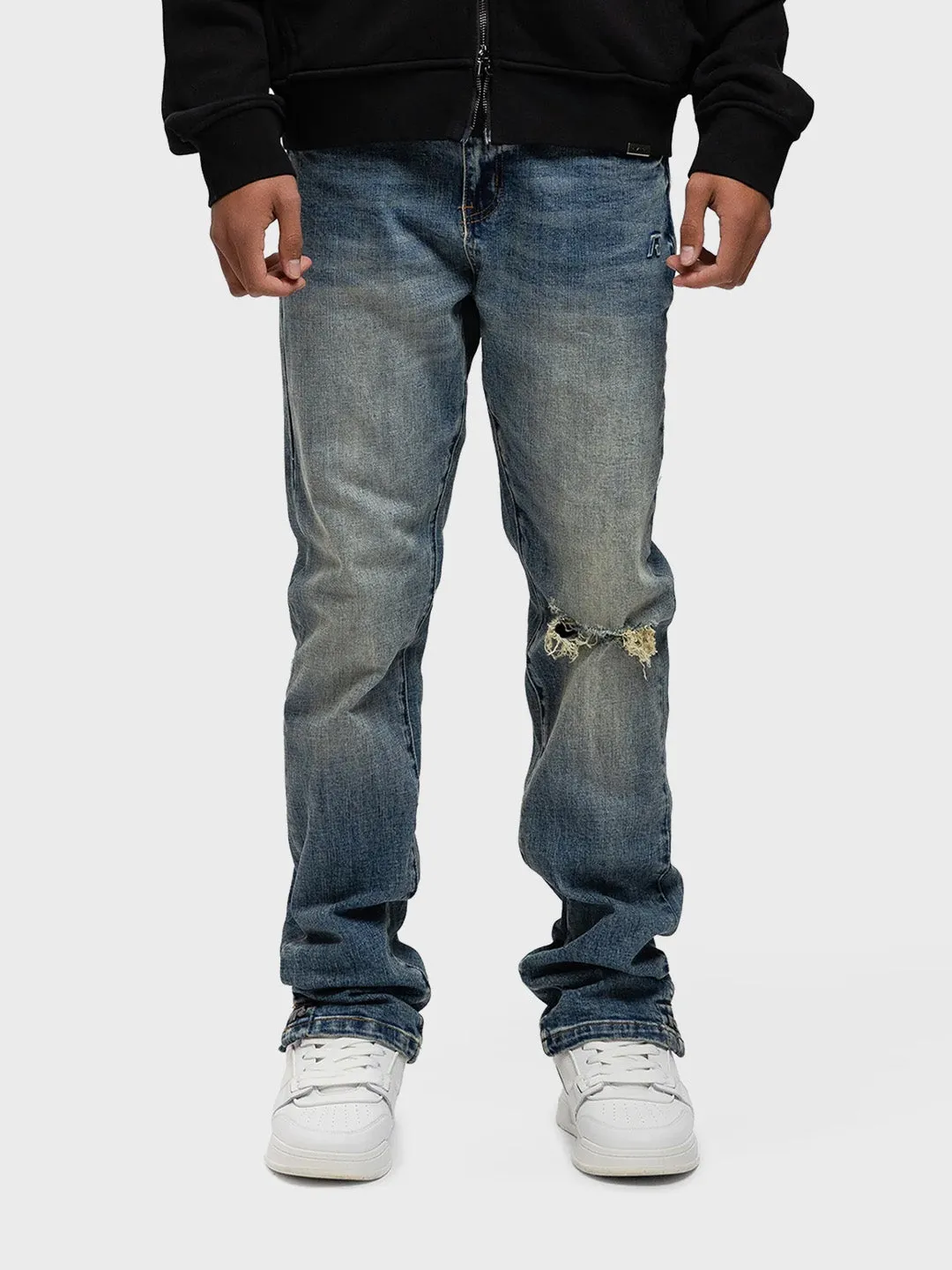 Rivero Destroyer Buttoned Jeans | Blue