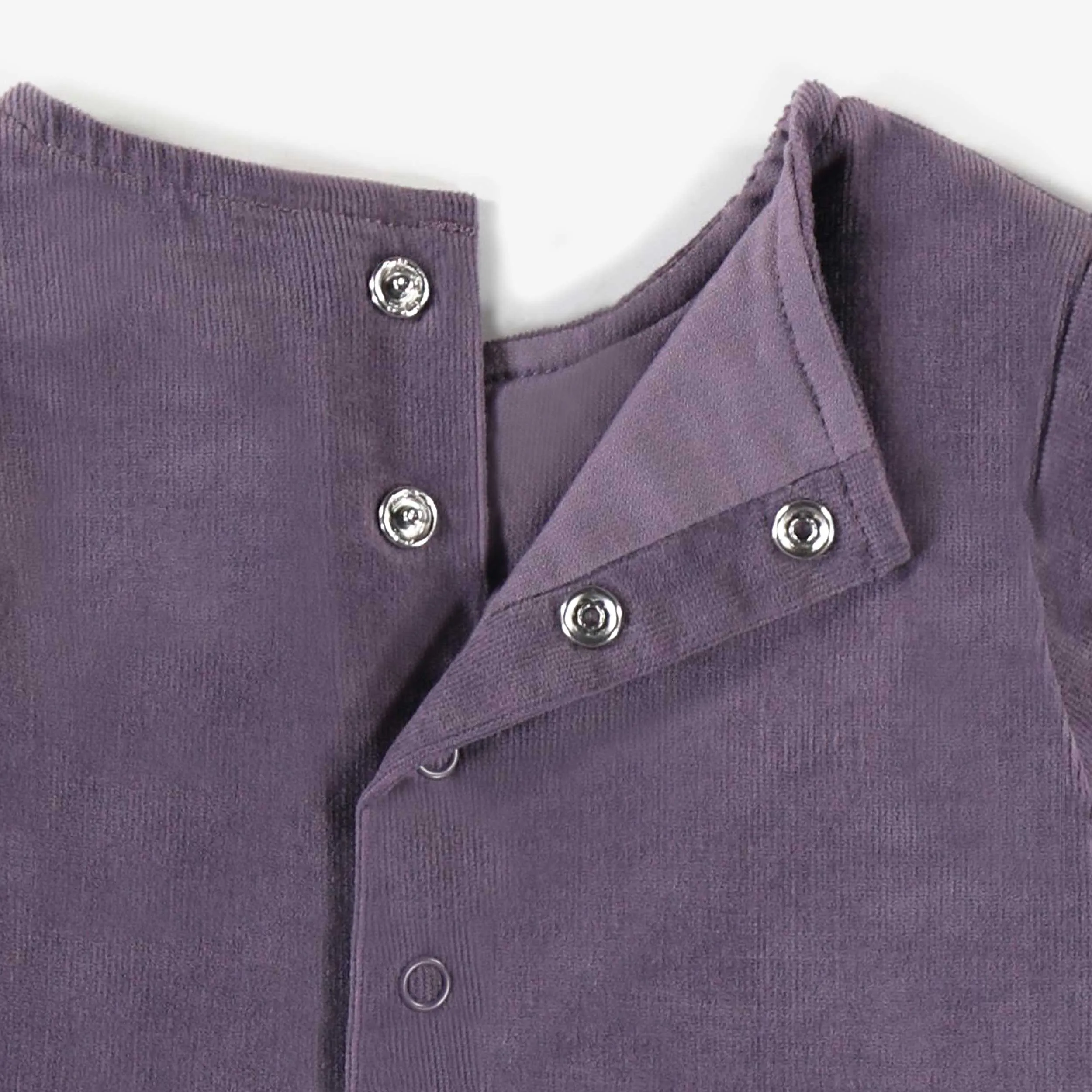 Robe cache-couche à manches longues en velours côtelé, naissance || Long-sleeved bodysuit dress in corduroy, newborn