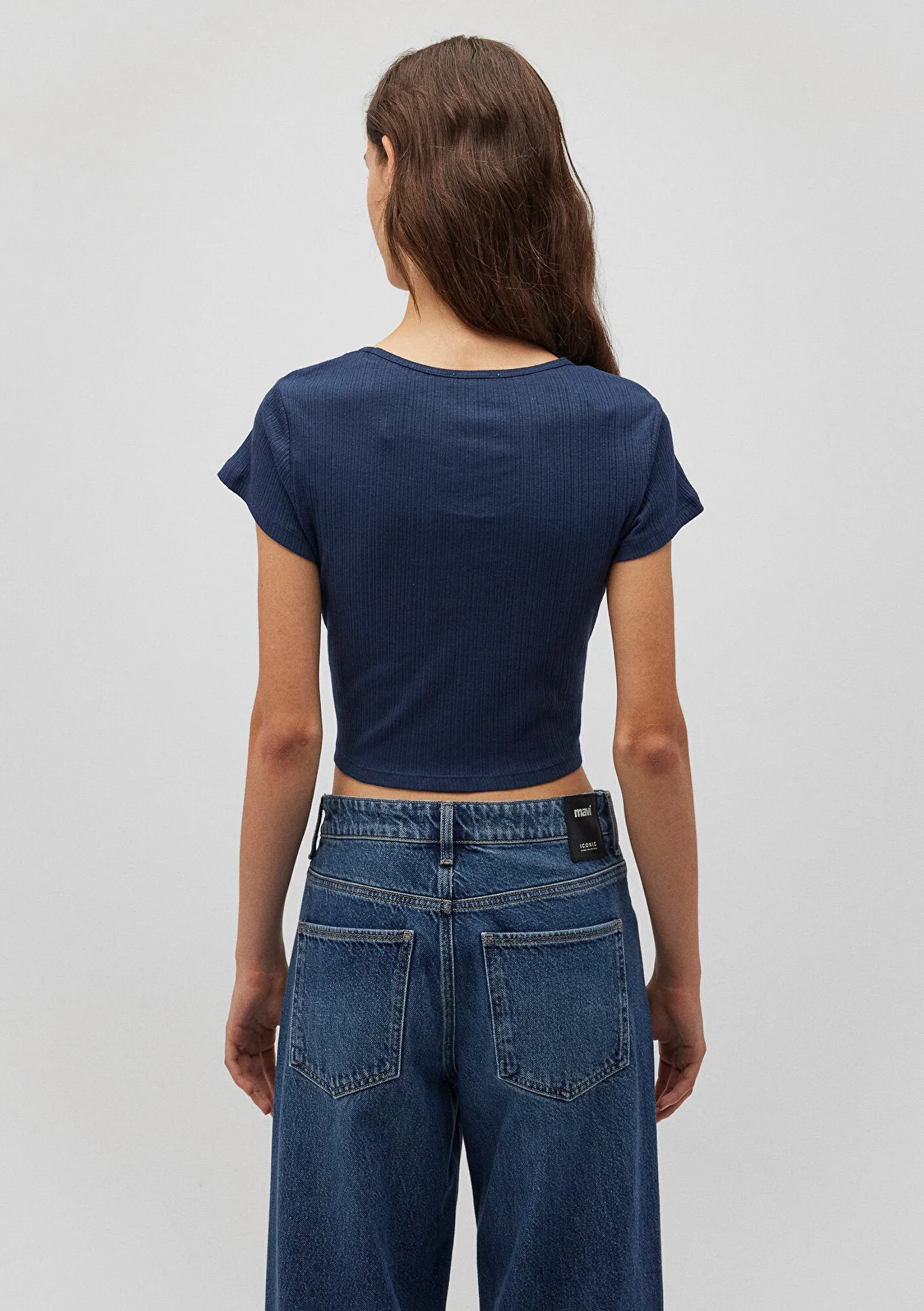 Rouched Navy Crop Top