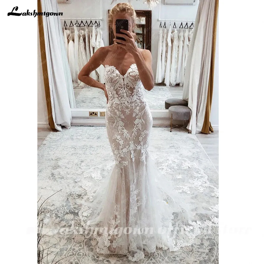 Roycebridal Lace Boho Wedding Dress 2025 Off The Shoulder Sweetheart Appliques Cut Out Long Train Vestido de novia corte sirena