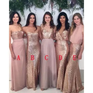 Roycebridal Sexy Mismatched Sequin Chiffon Bridesmaid Dresses