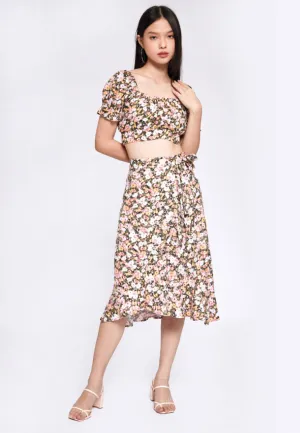 Ruffle Hem Wrap Skirt with Knot