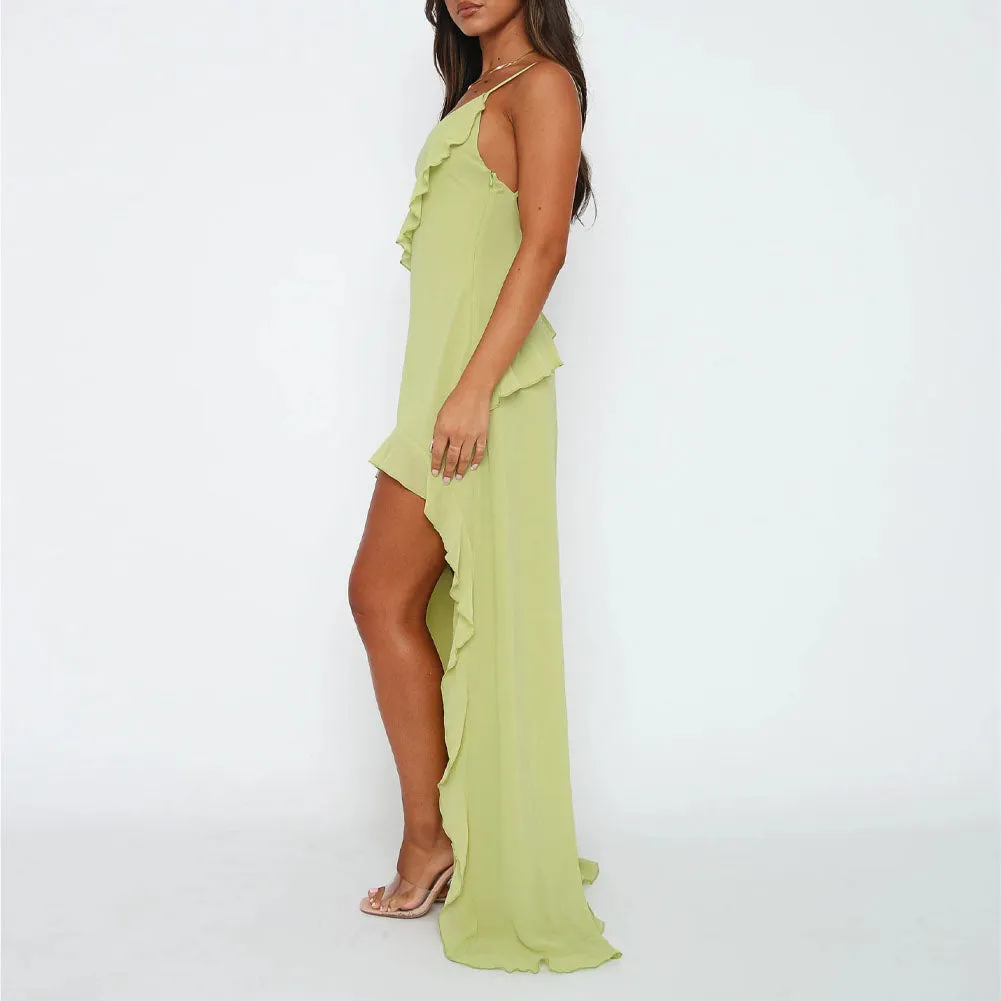 Ruffles Split Maxi Dress