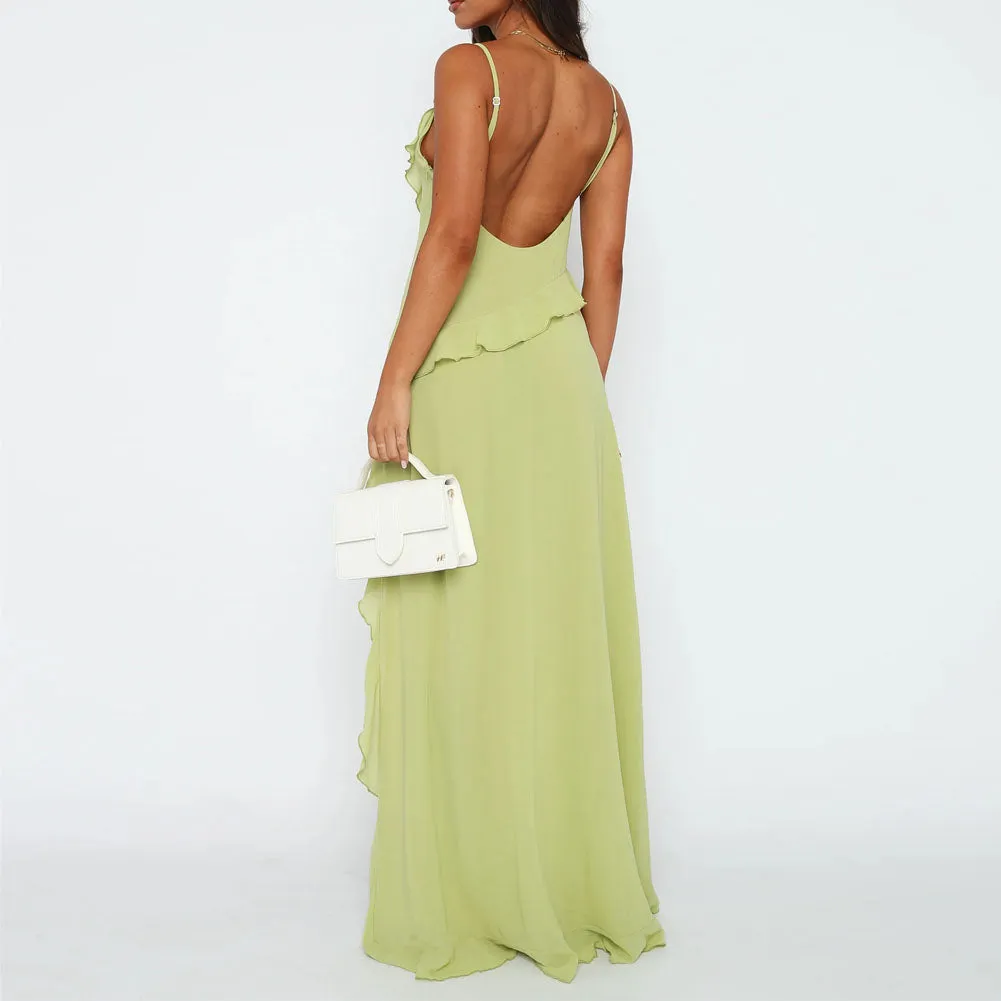 Ruffles Split Maxi Dress