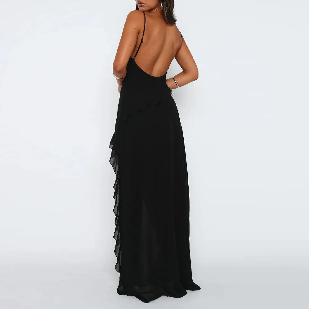 Ruffles Split Maxi Dress