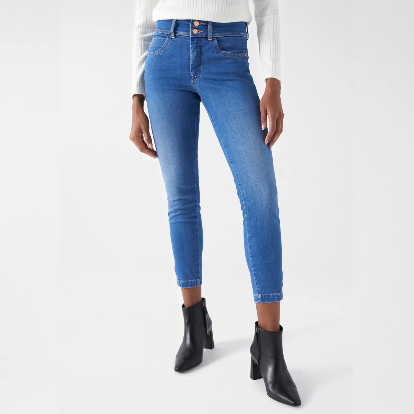 Salsa Cropped Skinny Secret Push In Jeans | Blue