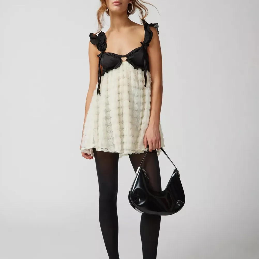 Satin Lace Mini Dress