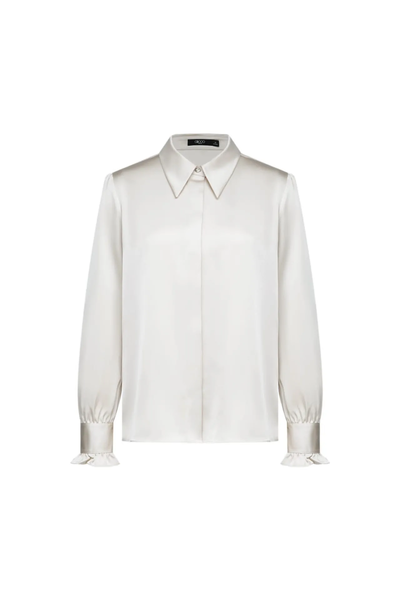 Satin Shirt Collar Blouse