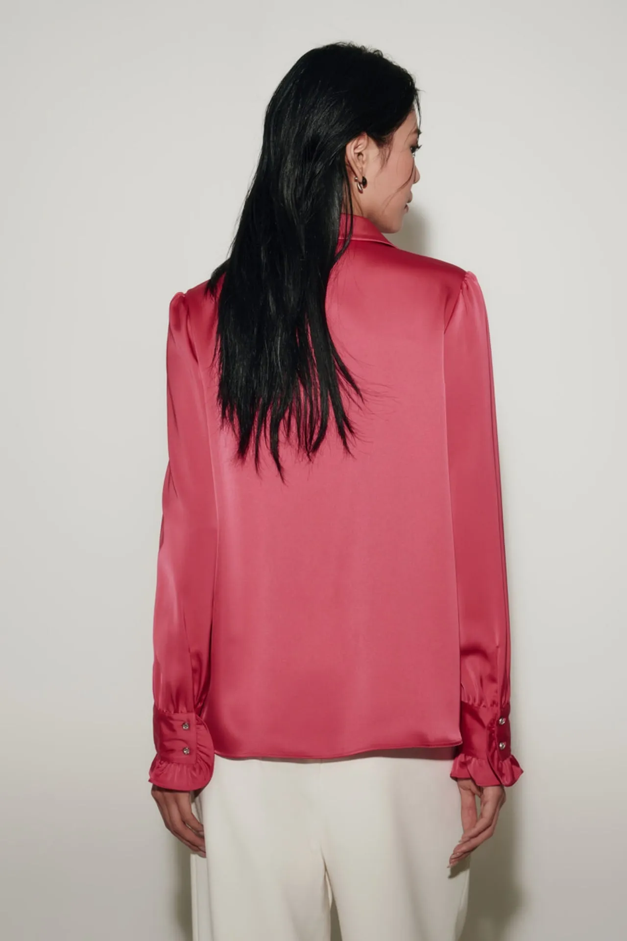 Satin Shirt Collar Blouse