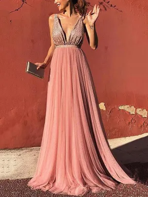 Sexy Deep V Sleeveless Sling Dress Backless Dress