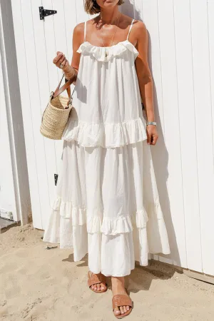 Sexy Ruffle Flounce U Neck Sling Dresses(5 Colors)