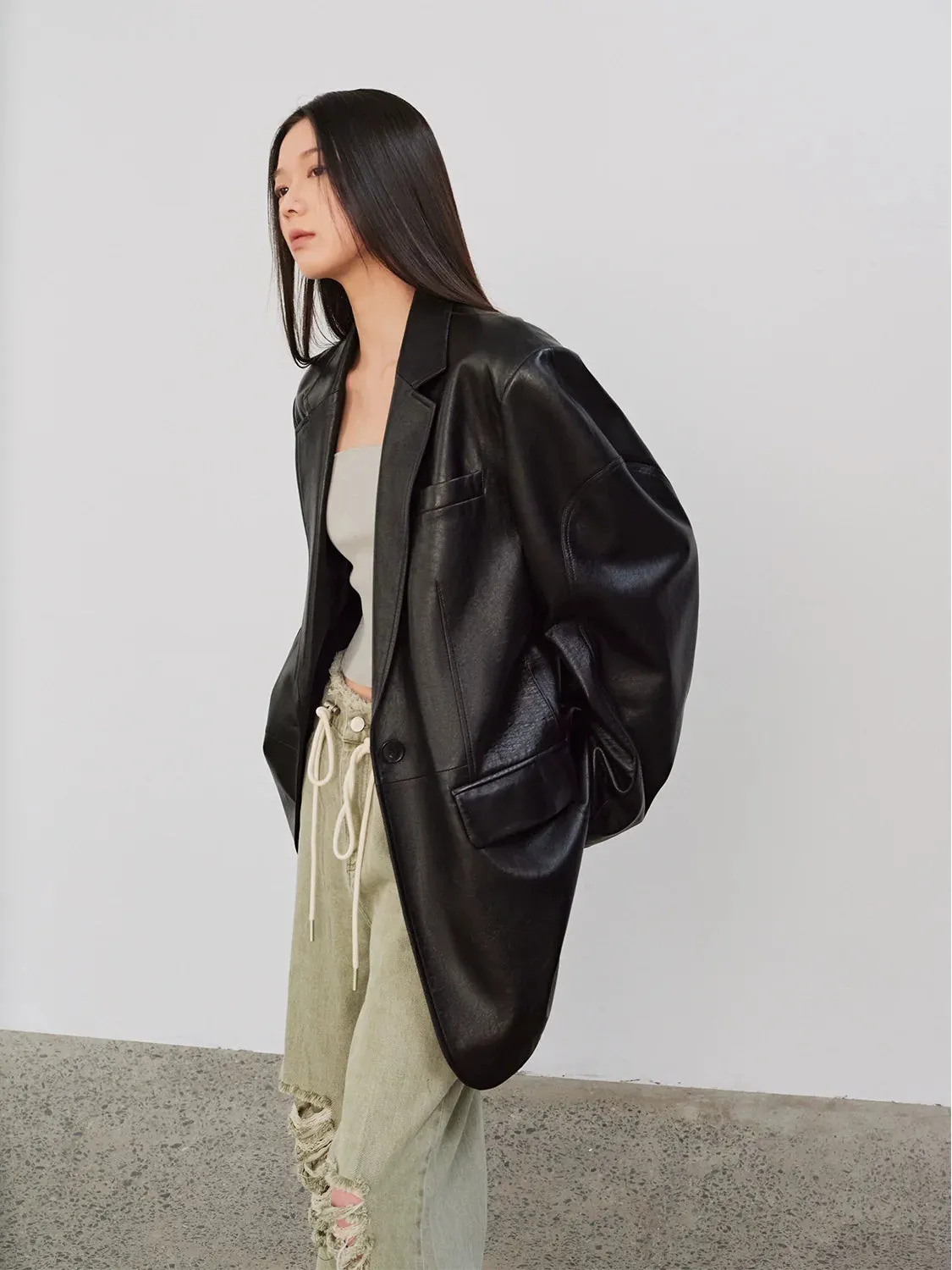 Sheepskin Leather Blazer
