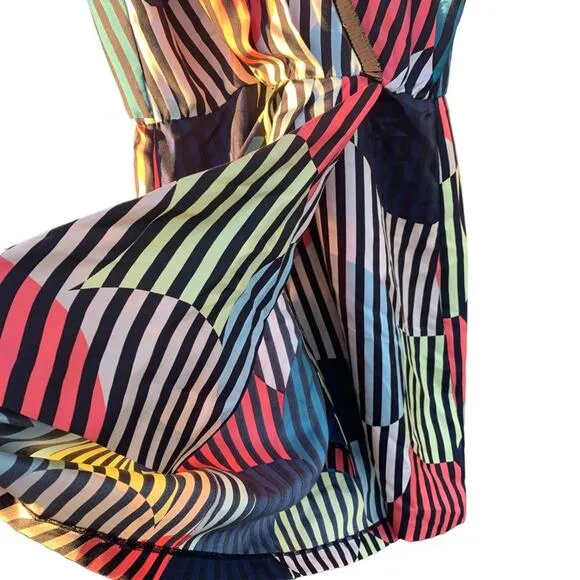 Silk Diane Von Furstenberg Rilla Multicolored Striped Silk Dress | Size 2
