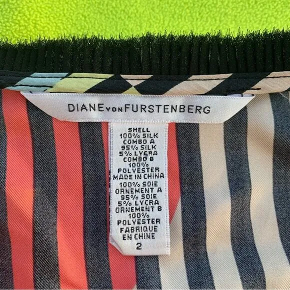 Silk Diane Von Furstenberg Rilla Multicolored Striped Silk Dress | Size 2