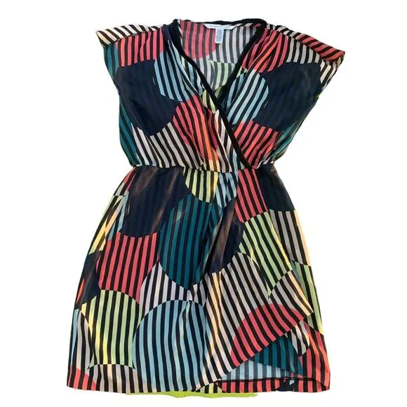 Silk Diane Von Furstenberg Rilla Multicolored Striped Silk Dress | Size 2