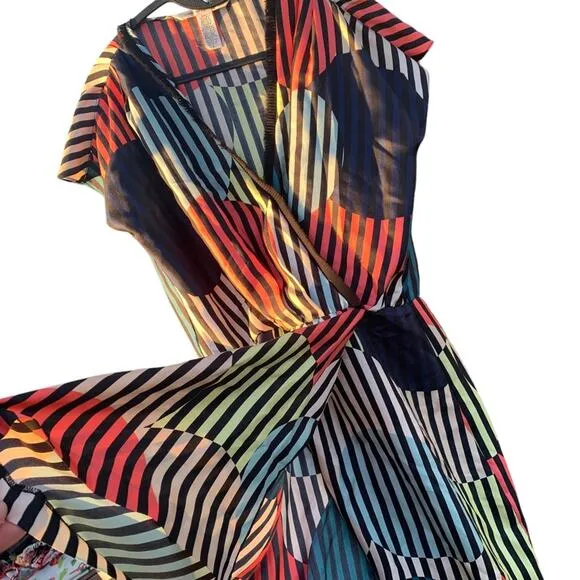 Silk Diane Von Furstenberg Rilla Multicolored Striped Silk Dress | Size 2