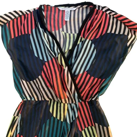Silk Diane Von Furstenberg Rilla Multicolored Striped Silk Dress | Size 2