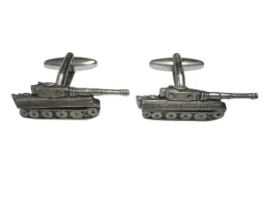Silver Toned Textured Panzer War Tank Cufflinks