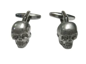 Silver Toned Textured Skull Cufflinks