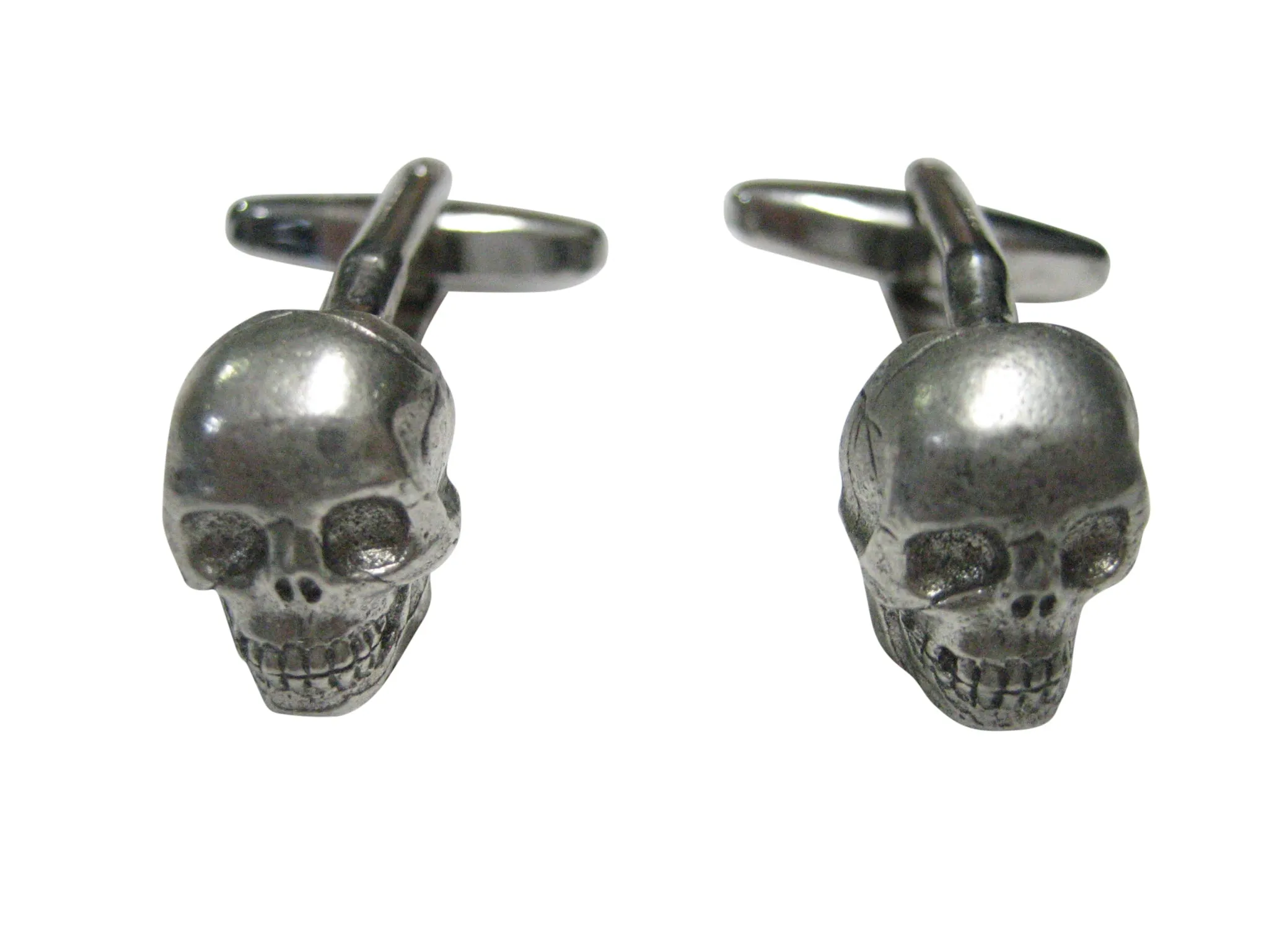 Silver Toned Textured Skull Cufflinks