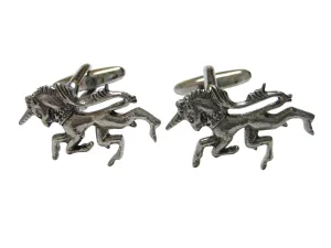 Silver Toned Textured Unicorn Cufflinks