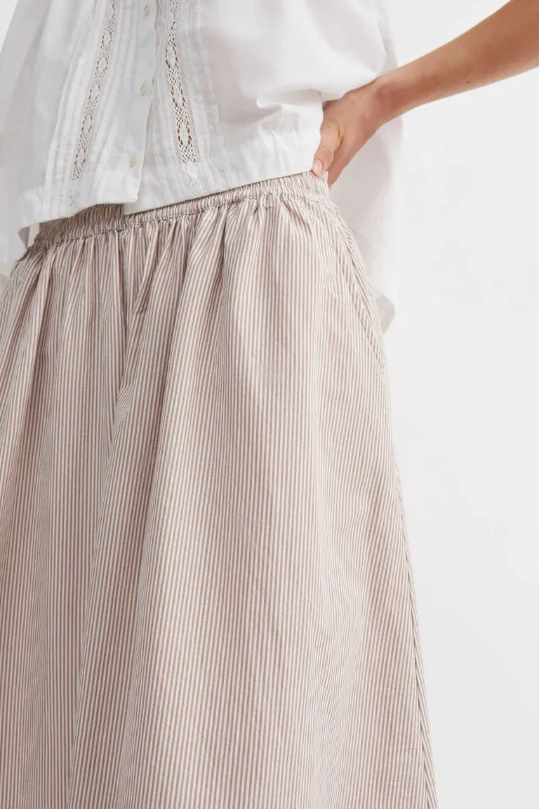 Skall | Ginny Skirt - Warm Beige/White Stripe