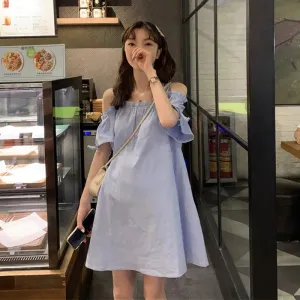 Skirts Are Loose and Thin In Summer Plain Loose Mid-skirts Suspender Skirts One-neck Dresses Women's Strapless Mid-length Dresses