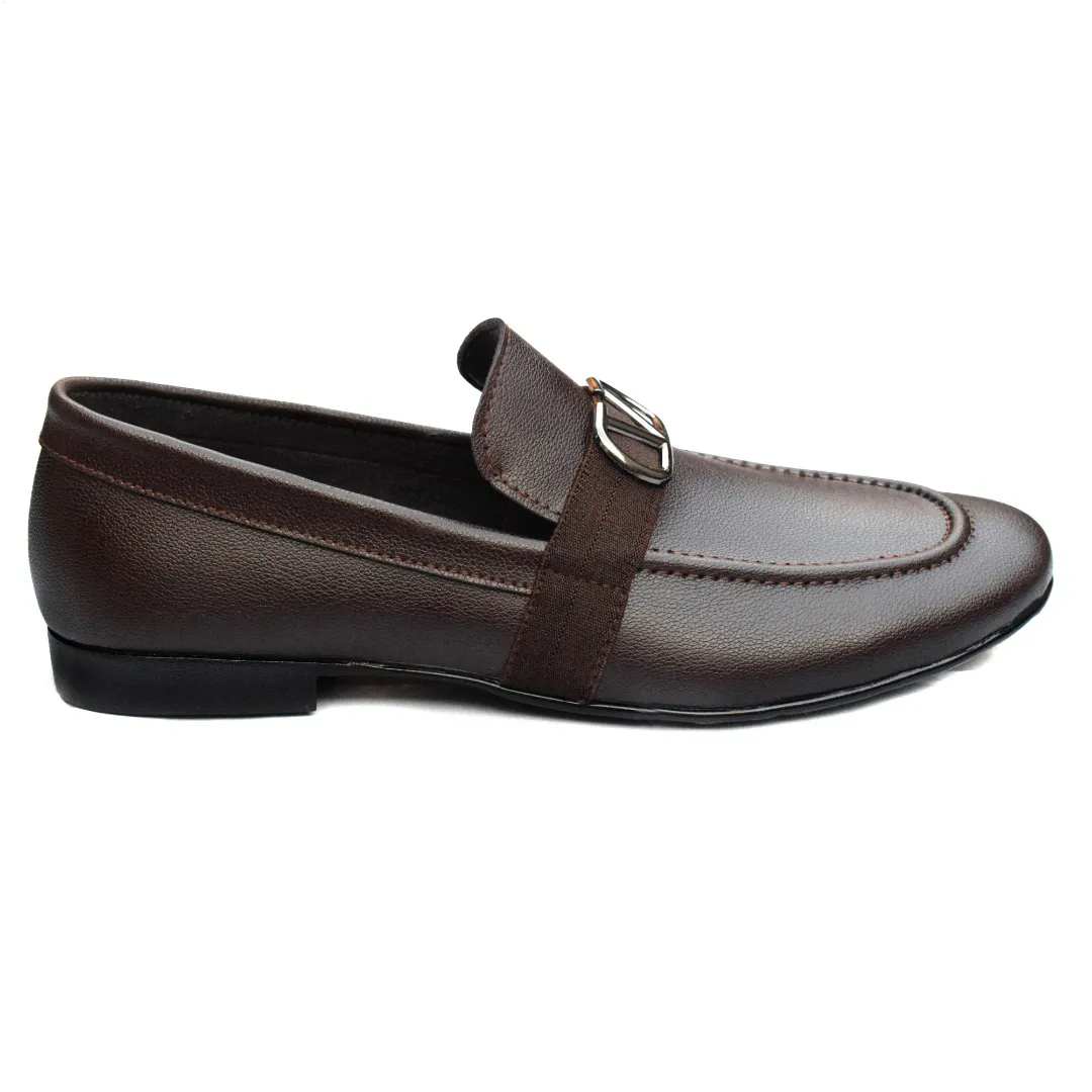 Sleek Brown Formal Shoes for Men with Buckle Accent MR335