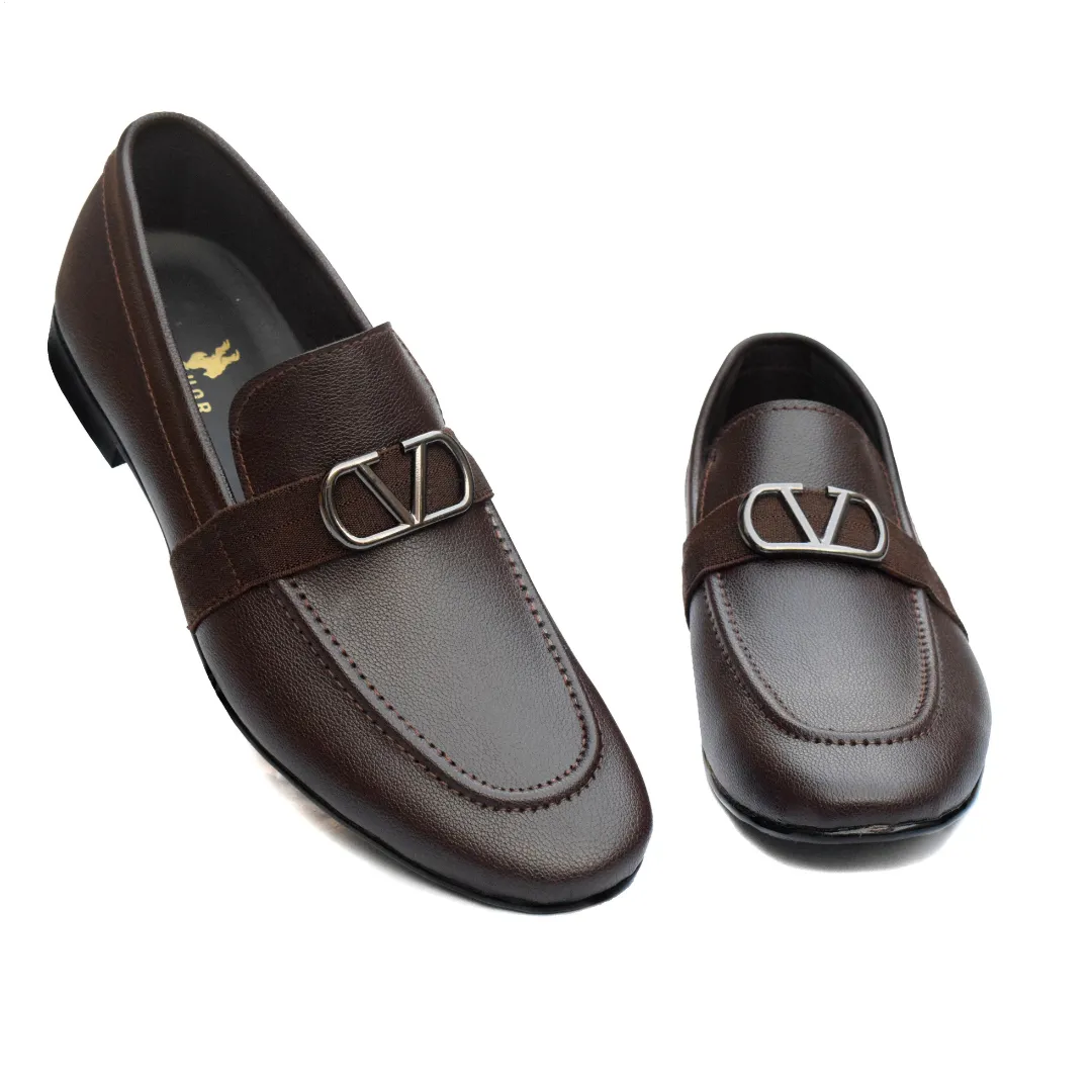 Sleek Brown Formal Shoes for Men with Buckle Accent MR335