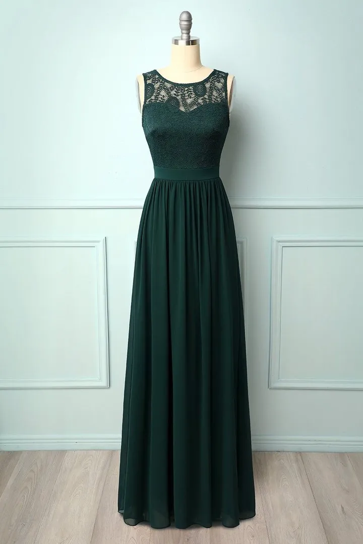 Sleeveless Burgundy Chiffon Long Bridesmaid Dress
