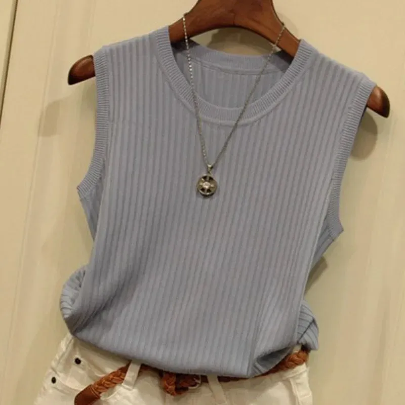 Sleeveless Knitted O-Neck Vest