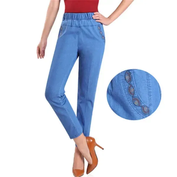 Slim High Waist Elasticity Casual Cowboy Pants