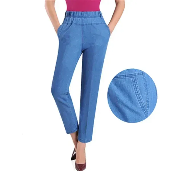 Slim High Waist Elasticity Casual Cowboy Pants