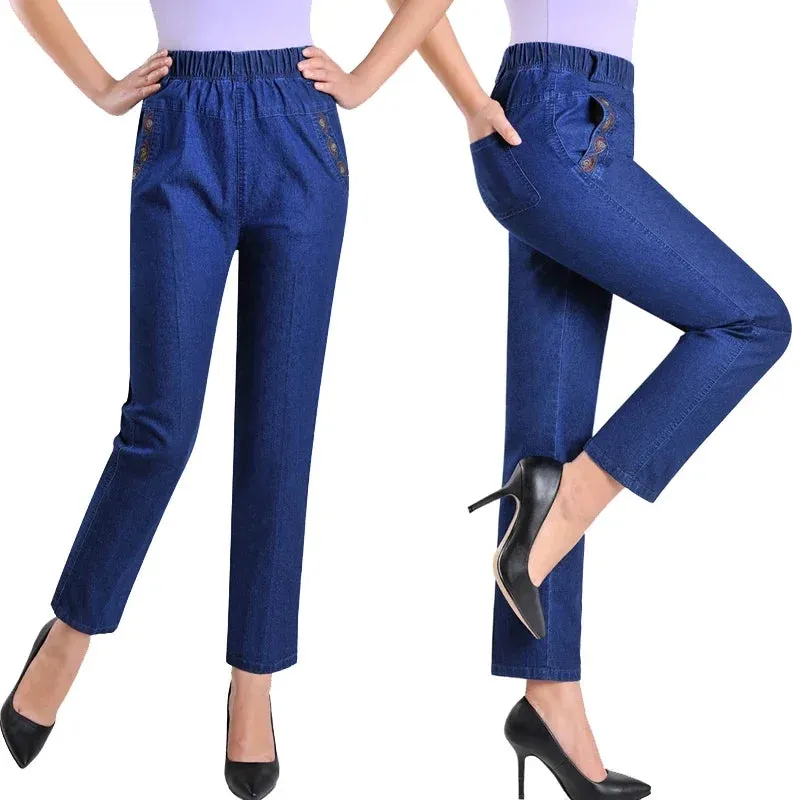 Slim High Waist Elasticity Casual Cowboy Pants