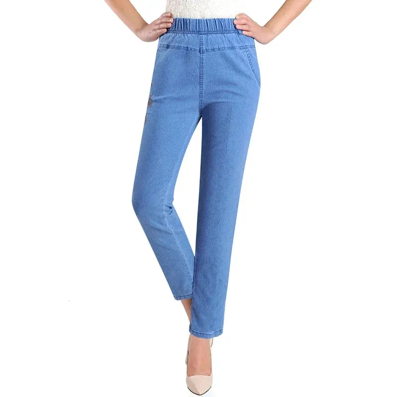 Slim High Waist Elasticity Casual Cowboy Pants