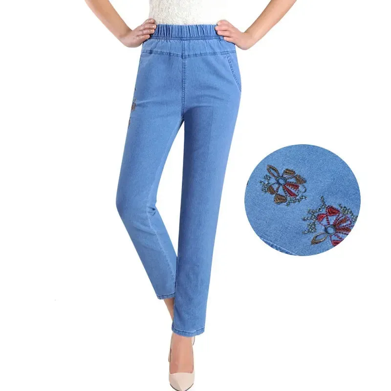 Slim High Waist Elasticity Casual Cowboy Pants