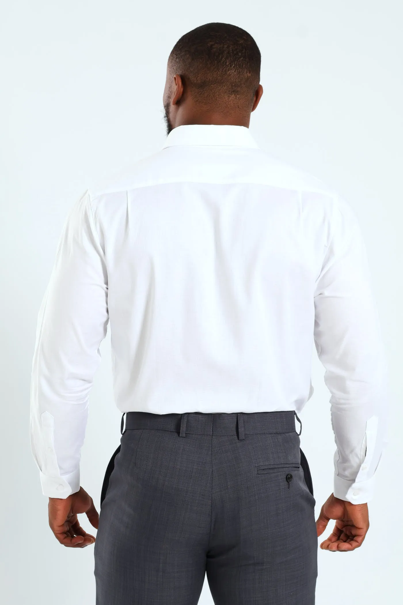 Slim Textured Long Sleeve Shirt - White