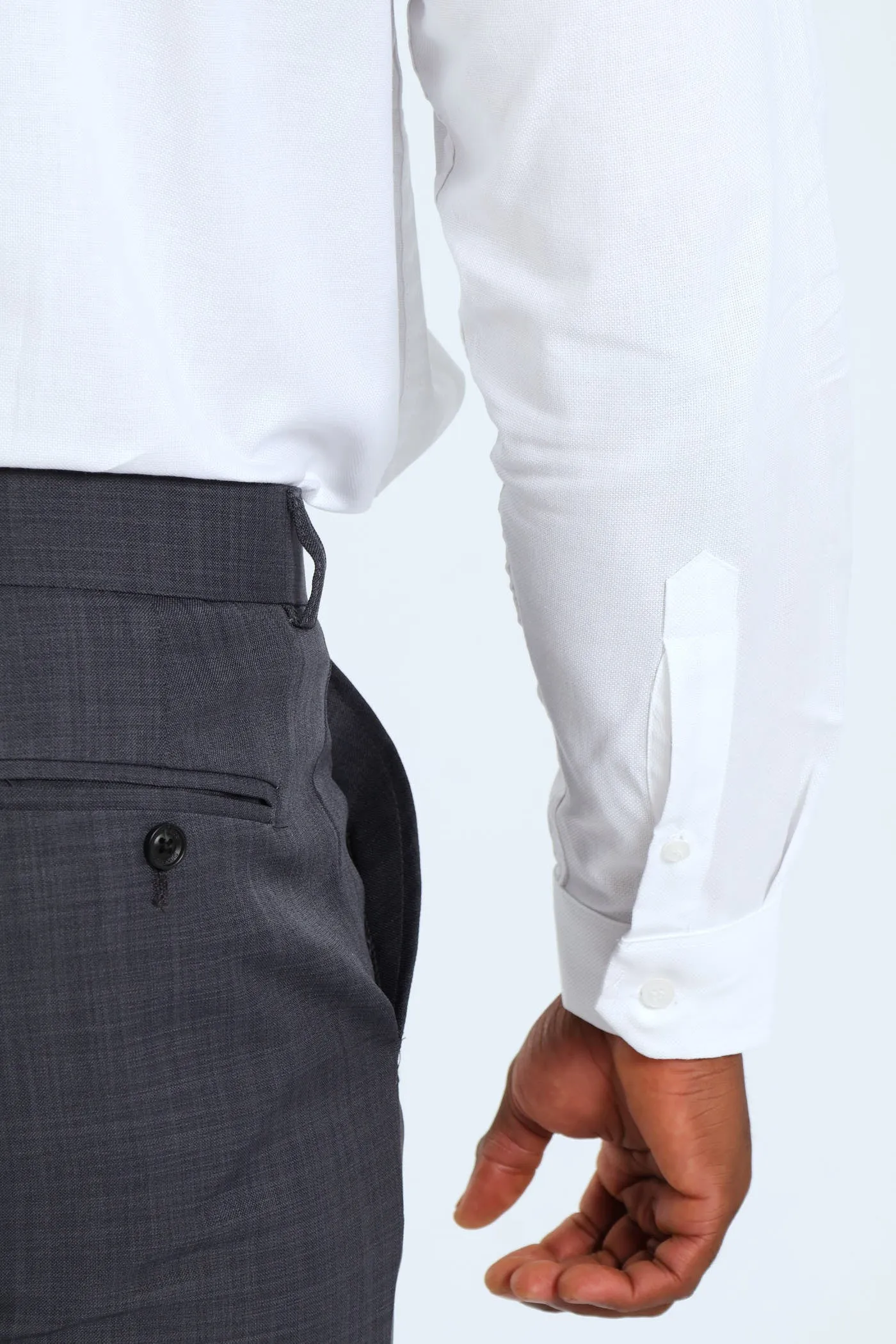 Slim Textured Long Sleeve Shirt - White