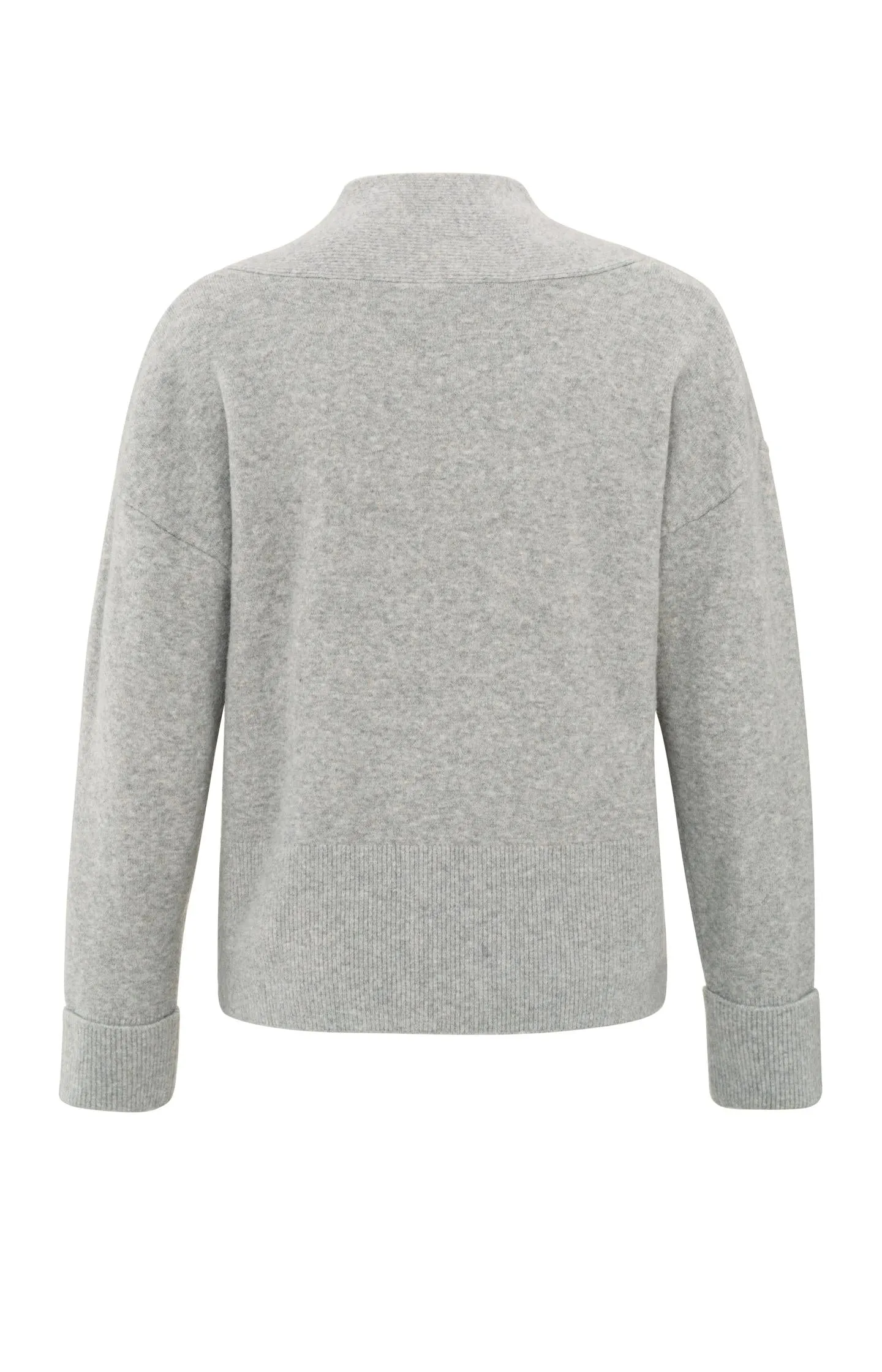 Soft sweater with deep V-neck and subtle rib details