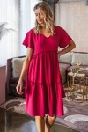 SOLID LOOSE FIT BABY DOLL MINI WOVEN DRESS