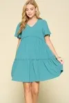 SOLID LOOSE FIT BABY DOLL MINI WOVEN DRESS