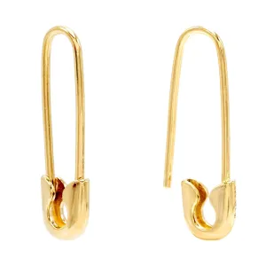 Solid Safety Pin Earring 14K
