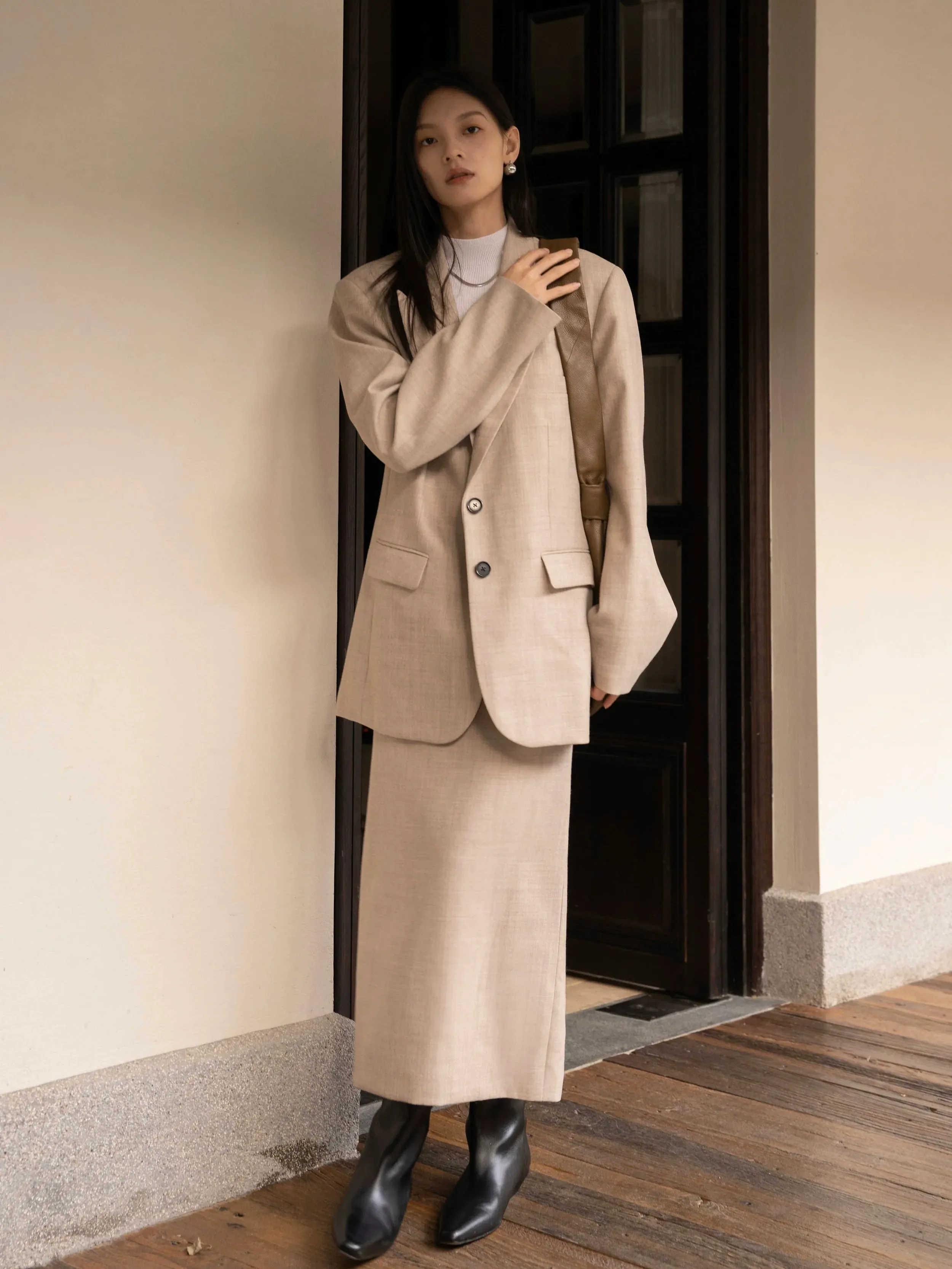 Sophisticated Blazer and Skirt Set