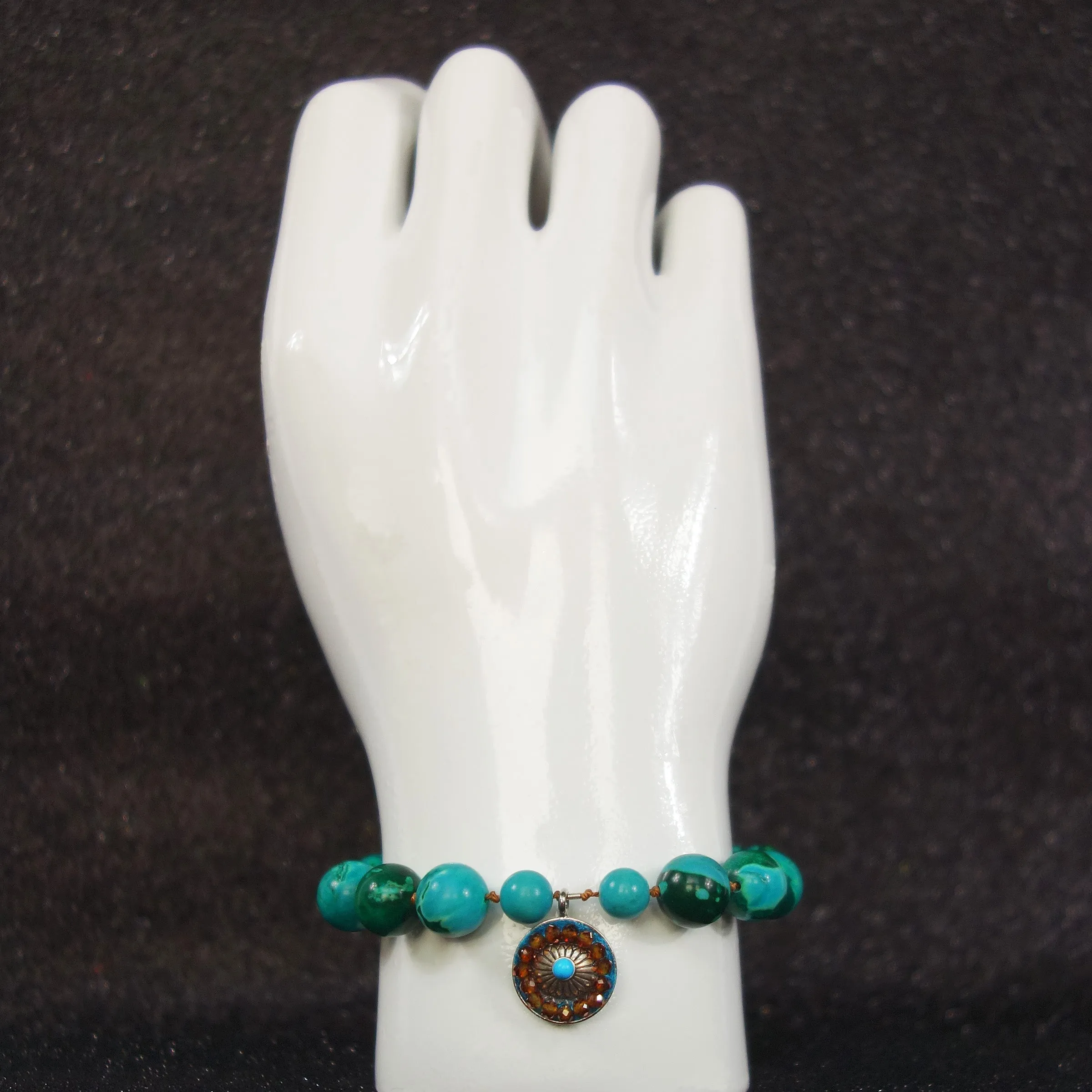 Southwestern Sunset: chrysocolla and turquoise mosaic bracelet